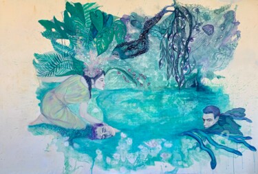 Pittura intitolato "Echo & Narcisse" da Ega, Opera d'arte originale, Acrilico