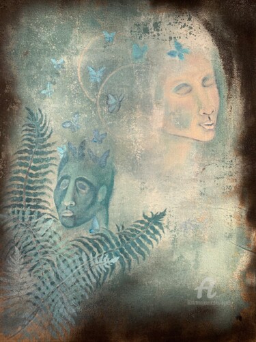 Painting titled "Ferns secrets / Le…" by Ega, Original Artwork, Acrylic