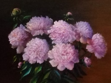Картина под названием "Розовые пионы" - Egen Mirochnik, Подлинное произведение искусства, Масло