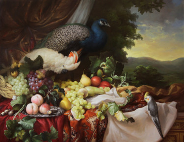 Peinture intitulée "Птицы" par Dmitrii Sevriukov, Œuvre d'art originale, Huile