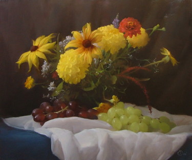 Картина под названием "Yellow flowers" - Дмитрий Севрюков, Подлинное произведение искусства, Масло