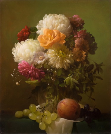Картина под названием "Flowers" - Дмитрий Севрюков, Подлинное произведение искусства, Масло