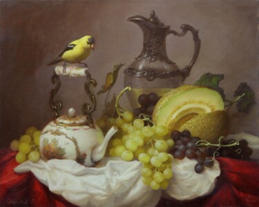Картина под названием "Still life with mel…" - Дмитрий Севрюков, Подлинное произведение искусства, Масло