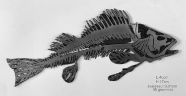 Scultura intitolato "poisson graphique d…" da Elisabeth Gérony, Opera d'arte originale, Metalli