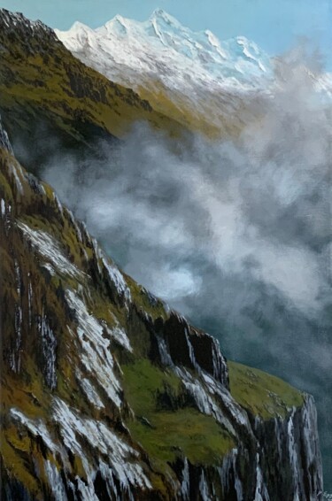 Brumes dans la vallée Painting titled "Brumes dans la vall…" by Patrick Egger, Original Art, Acrylic