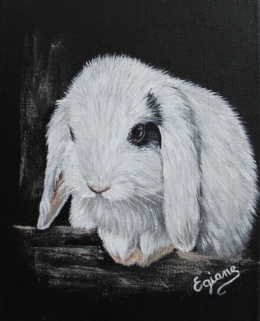 Peinture intitulée "lapin-belier-blanc.…" par Egiane, Œuvre d'art originale, Acrylique