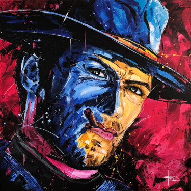 Painting titled "CLINT EASTWOOD" by Egidio Gariano, Original Artwork, Acrylic Mounted on Wood Stretcher frame