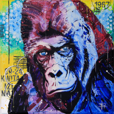 Schilderij getiteld "GORILLA" door Egidio Gariano, Origineel Kunstwerk, Acryl Gemonteerd op Frame voor houten brancard