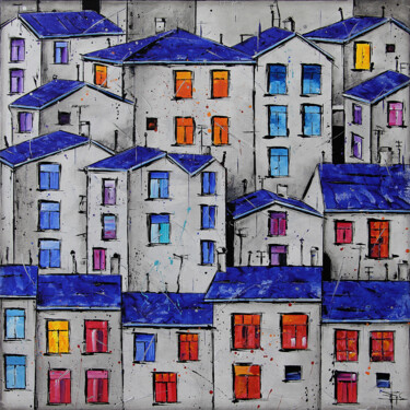 Painting titled "Ore 21.30 - i color…" by Egidio Gariano, Original Artwork, Acrylic Mounted on Wood Stretcher frame
