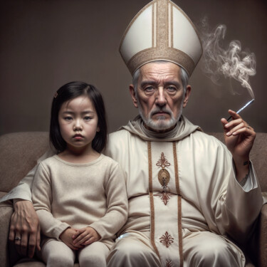 Arte digital titulada "Papa con bambina_06" por Egidoro, Obra de arte original, Imagen generada por IA