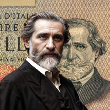 Digitale Kunst getiteld "Giuseppe Verdi" door Egidoro, Origineel Kunstwerk, AI gegenereerde afbeelding