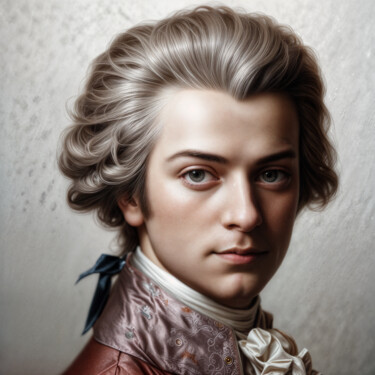 Digitale Kunst getiteld "Mozart" door Egidoro, Origineel Kunstwerk, AI gegenereerde afbeelding