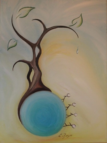 Peinture intitulée "World tree" par Egle Ojasoo, Œuvre d'art originale, Acrylique