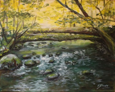 Painting titled "Vidva stream" by Egle Ojasoo, Original Artwork, Acrylic