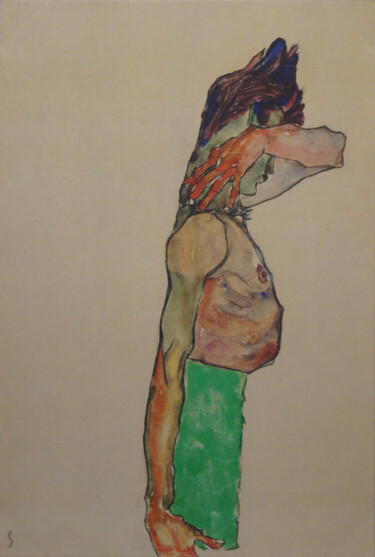 Отпечатки и Гравюры под названием "Madchen (unica oper…" - Egon Schiele, Подлинное произведение искусства, Литография