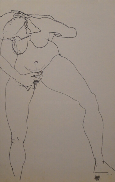 Estampas & grabados titulada "Stehende Masturbier…" por Egon Schiele, Obra de arte original, Litografía