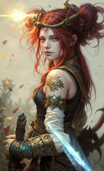 Digital Arts titled "Warrior ginger witch" by Egor Tt, Original Artwork, 2D Digital Work