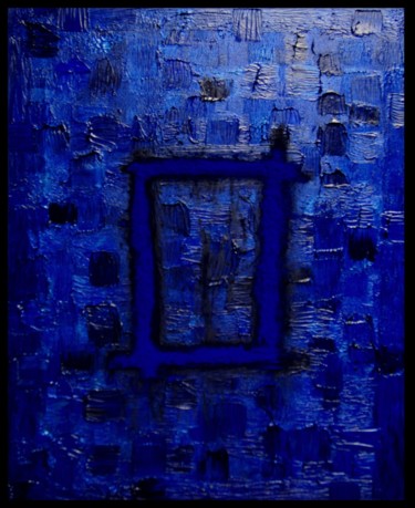 Painting titled "Damier en bleu déco…" by Emmanuelle Gourtay, Original Artwork, Acrylic