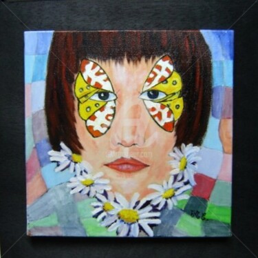 Painting titled "femme papillon" by Emc Eguimendia, Original Artwork