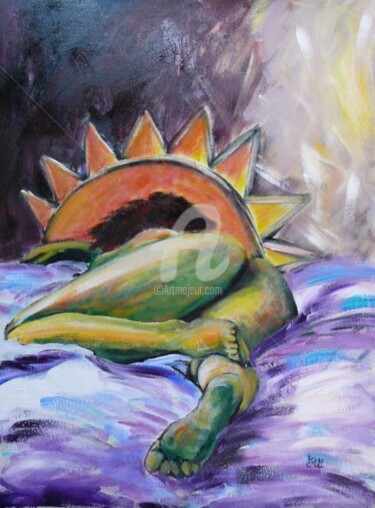 Painting titled "Nu endormi" by Emc Eguimendia, Original Artwork