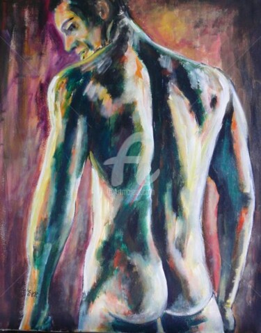 Painting titled "Le masculin à Nu" by Emc Eguimendia, Original Artwork