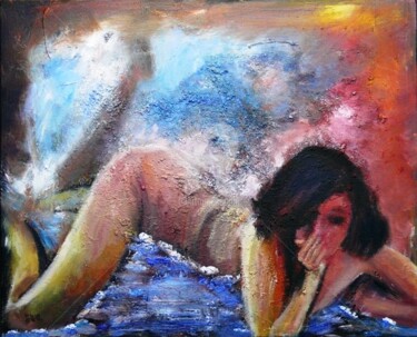 Painting titled "La rêveuse" by Emc Eguimendia, Original Artwork