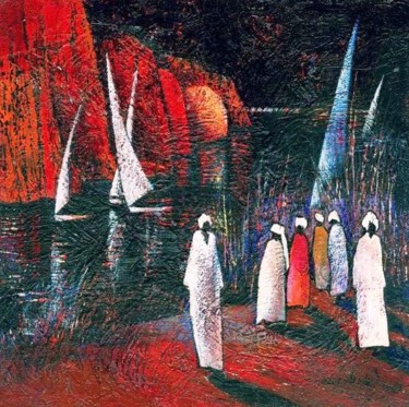 Malarstwo zatytułowany „on the shore” autorstwa Ehab Lotfi, Oryginalna praca, Olej