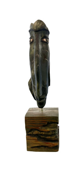 제목이 "Visage 1"인 조형물 Eido Al Hussein로, 원작, 돌