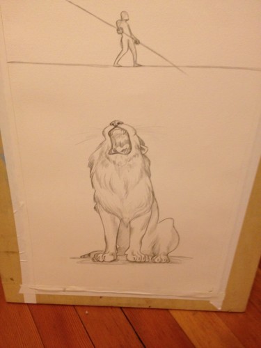 Peinture intitulée "Tightrope-Lion prog…" par Oberlin The Artist, Œuvre d'art originale, Acrylique