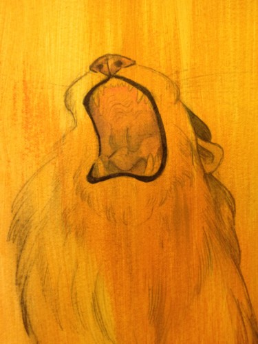 Pittura intitolato "Tightrope-Lion prog…" da Oberlin The Artist, Opera d'arte originale, Acrilico