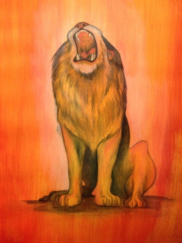 Peinture intitulée "Tightrope-Lion prog…" par Oberlin The Artist, Œuvre d'art originale, Acrylique