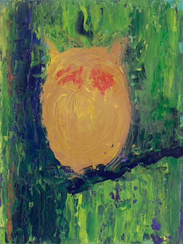 Painting titled "Owl Dream" by Oberlin The Artist, Original Artwork, Oil