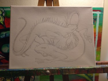 Картина под названием "Iguana Painting 1" - Oberlin The Artist, Подлинное произведение искусства, Акрил