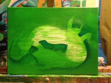 Peinture intitulée "Iguana Painting 3" par Oberlin The Artist, Œuvre d'art originale, Acrylique