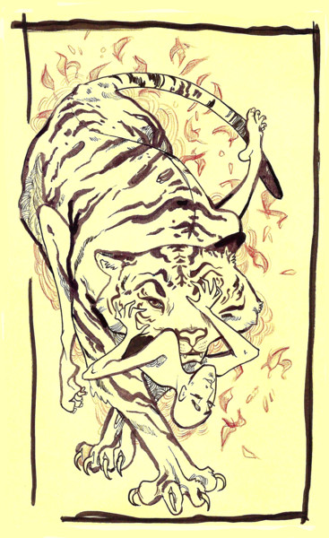 Zeichnungen mit dem Titel "Impulsive" von Oberlin The Artist, Original-Kunstwerk, Tinte