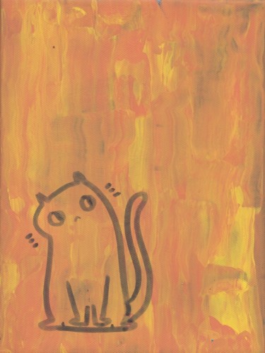 Schilderij getiteld "Abstract Pussycat Y…" door Oberlin The Artist, Origineel Kunstwerk, Acryl