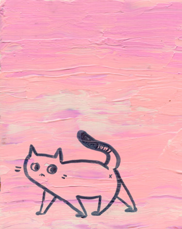 Ζωγραφική με τίτλο "Abstract Pussycat P…" από Oberlin The Artist, Αυθεντικά έργα τέχνης, Ακρυλικό