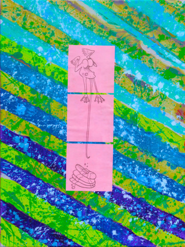 Malerei mit dem Titel "Aquarius Frog" von Oberlin The Artist, Original-Kunstwerk, Acryl