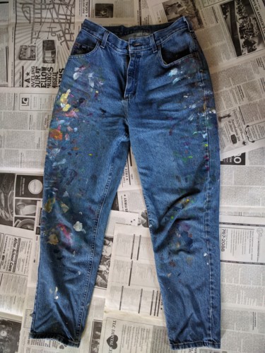 Arte textil titulada "Jeans # 9 A" por Oberlin The Artist, Obra de arte original, Acrílico