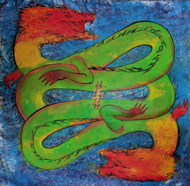 Malarstwo zatytułowany „The Dragon B” autorstwa Oberlin The Artist, Oryginalna praca, Akryl