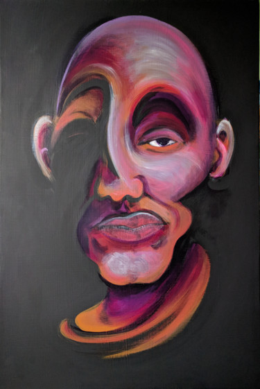 Schilderij getiteld "Portrait of a Man" door Oberlin The Artist, Origineel Kunstwerk, Acryl