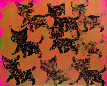 Painting titled "Nine Lives B" by Oberlin The Artist, Original Artwork, Acrylic