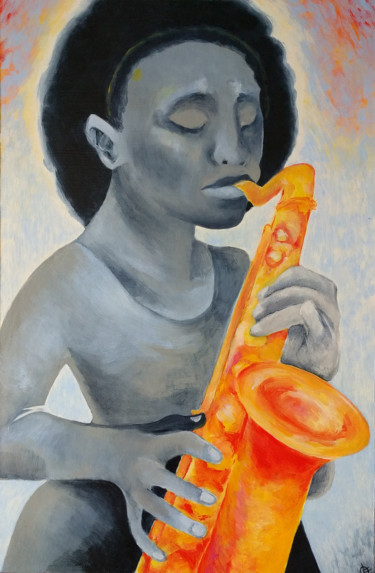 Schilderij getiteld "Jazz II" door Oberlin The Artist, Origineel Kunstwerk, Acryl