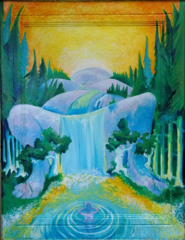 Schilderij getiteld "Weird River Dream" door Oberlin The Artist, Origineel Kunstwerk, Olie