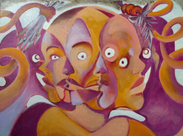 Картина под названием "War & Peace" - Oberlin The Artist, Подлинное произведение искусства, Масло