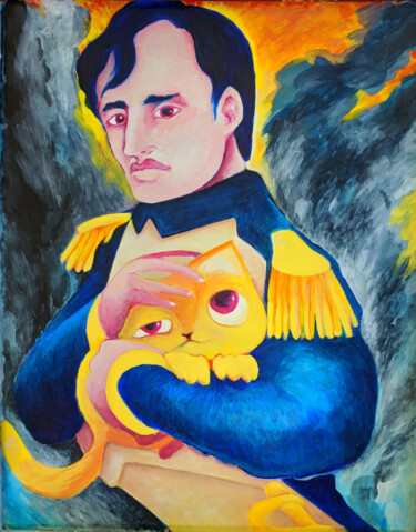 Schilderij getiteld "Napoleon's Pussy" door Oberlin The Artist, Origineel Kunstwerk, Acryl