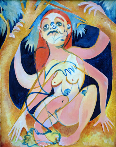 Malerei mit dem Titel "Climber" von Oberlin The Artist, Original-Kunstwerk, Öl