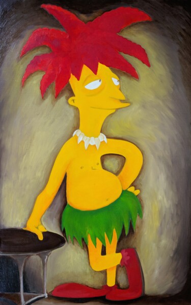 Painting titled "Sideshow Bob" by Oberlin The Artist, Original Artwork, Oil