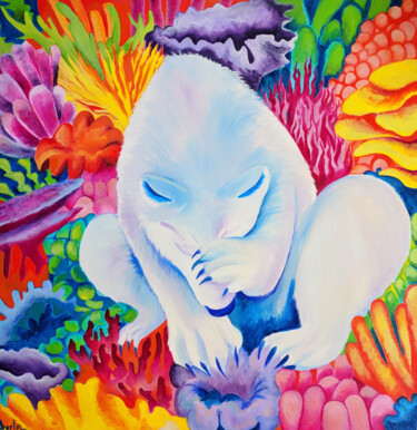 绘画 标题为“Face-Palm Polar Bear” 由Oberlin The Artist, 原创艺术品, 油