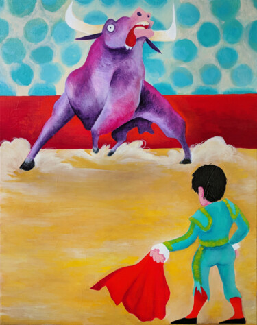 Peinture intitulée "The Bull" par Oberlin The Artist, Œuvre d'art originale, Acrylique